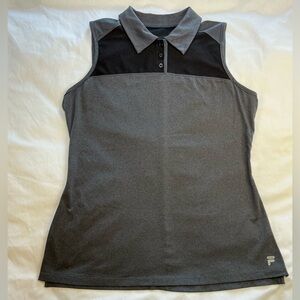 Fila Sport Sleeveless Golf Polo Gray Shirt with Black Mesh accent women’s size M